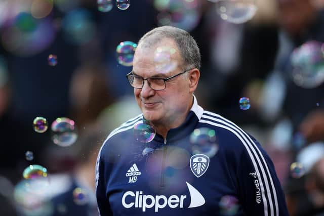 MASTERSTROKE: Whites head coach Marcelo Bielsa managed to steer Leeds United to an epic 3-2 win at fourth-placed West Ham despite having more than a full team missing by the time of the game's conclusion. Photo by Alex Pantling/Getty Images.