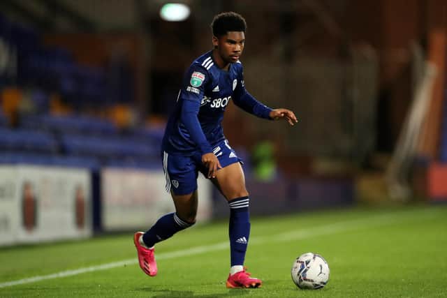 Leeds United winger Amari Miller gave the Under 23s the lead during the Whites' 3-0 win over Derby County. Pic: Lewis Storey.