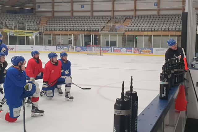 Ryan Aldridge, far right, will ionly have one practice session ahead of Friday's home clash with Sheffield Steeldogs.