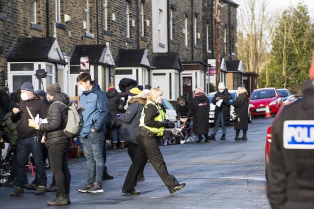 Sarah Lancashire was in Boothtown this morning for the filming.
