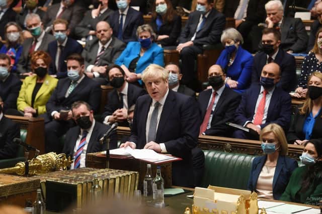 Boris Johnson addressed MPs in the House of Commons today, announcing that Plan B measures will be officially dropped. Picture: UK Parliament / Jessica Taylor / PA Wire.