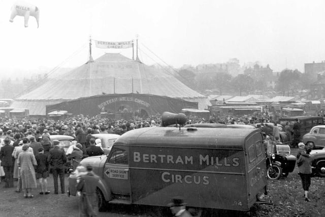 Another undated photo of Bertram Mills Circus on Woodhouse Moor. Have you noticed the elephant shaped balloon advertising the circus? PIC: Leeds Civic Trust
