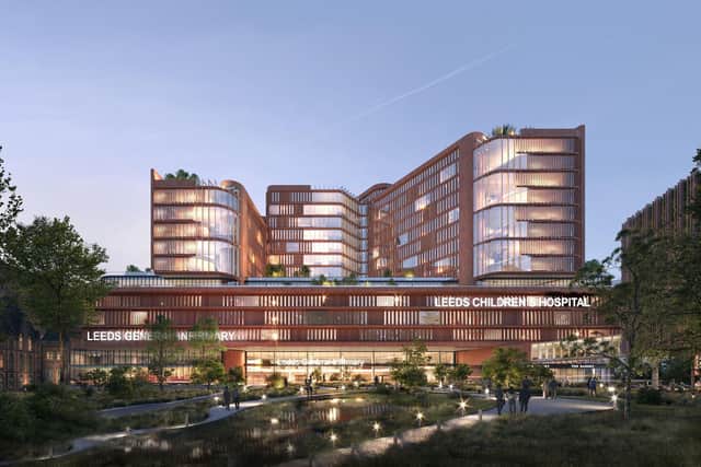 An artist's impression of the planned  two new hospitals on the Leeds General Infirmary site.