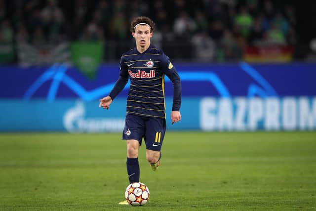 FRESH BID: Reportedly made by Leeds United for Red Bull Salzburg's USA international midfielder Brenden Aaronson, above. Photo by RONNY HARTMANN/AFP via Getty Images