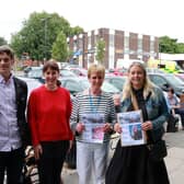 Bramley Councillors, Kevin Ritchie, Julie Heselwood and Caroline Gruen and local MP Rachel Reeves at a protest organised by community group A Place To Sit.