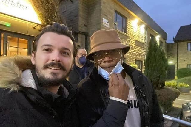 Samuel L Jackson has a selfie with a fan outside the restaurant. (Credit: Alex Ganescu)