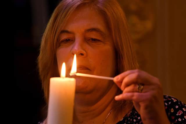 The Holocaust Memorial service atLeeds City Varieties..Caroline Brown the daughter of Rudi Leavor. Rudi,  who survived the Holocaust, died last year.

Photo: Simon Hulme