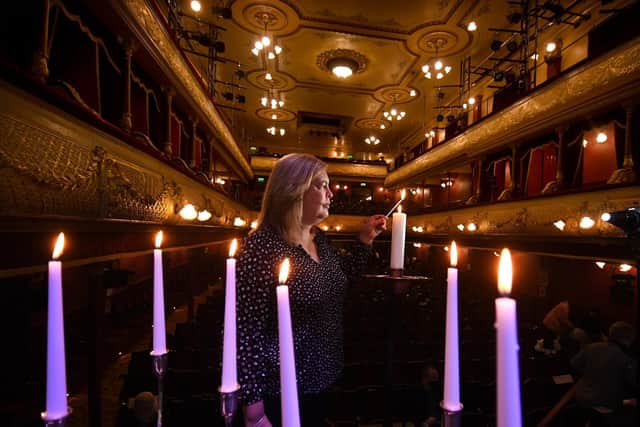 The Holocaust Memorial service at Leeds City Varieties.Caroline Brown the daughter of Rudi Leavor. Rudi,  who survived the Holocaust, died last year.

Photo: Simon Hulme