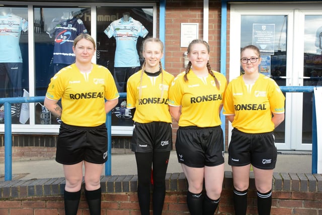 History making officials Rhiannin Horsman, Annabelle Jackson, Megan Mills and Beth Neilson. Picture: Rob Hare