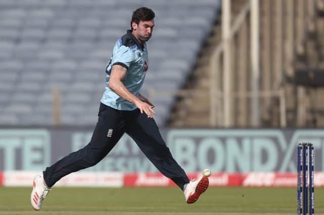 England's Reece Topley runs to field the ball Picture: AP Photo/Rafiq Maqbool