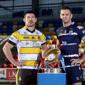 Championship Launch 2022. Chris Clarkson of York with Craig Hall of Featherstone. Picture: Allan McKenzie/SWpix.com
