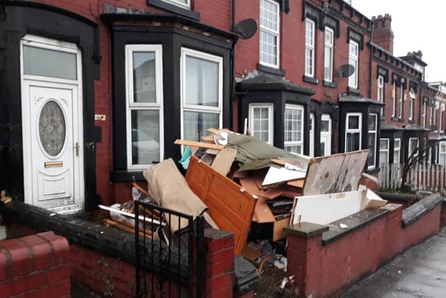 A landlord has been fined thousands after leaving a pile of waste outside her rental property in Harehills.