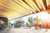 An artist's impression of what the mass transit scheme in West Yorkshire could look like