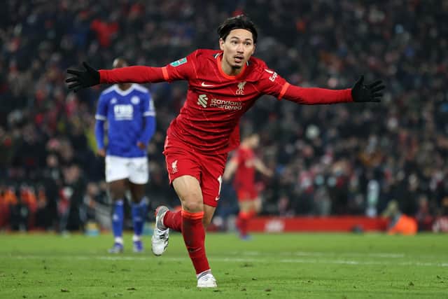 REPORTED APPROACH: For Liverpool forward Takumi Minamino, above, from Leeds United. Photo by Naomi Baker/Getty Images.
