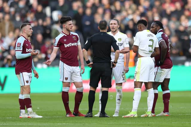 VAR CONTROVERSY - Luke Ayling was bemused, like Leeds United fans, when a West Ham United goal was allowed to stand despite Jarrod Bowen being offside. Pic: Getty