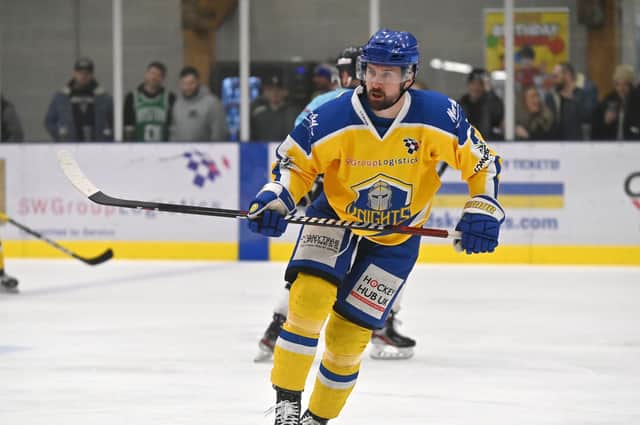 Jordan Fisher got injured in the 4-3 win against Sheffield Steeldogs but is expected back in the Leeds Knights line-up against Milton Keynes Lightning on Saturday night.
 Picture: Bruce Rollinson.