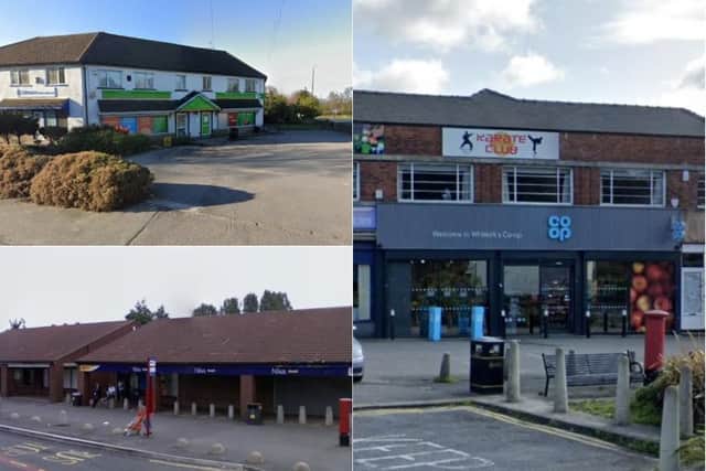 Clockwise from top left: The Londis store in Wetherby Road, Roundhay, the Co-op store in Selby Road, Whitkirk and Skelton Wood Post Office, in White Laithe Approach near Whinmoor (Photo: Google)