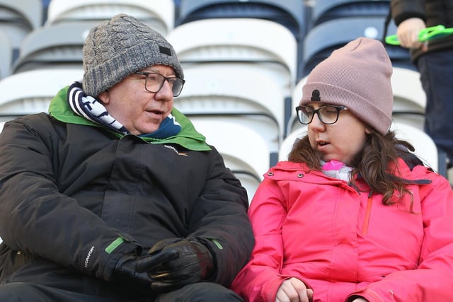 Two PNE supporters before the Bristol City game at Deepdale