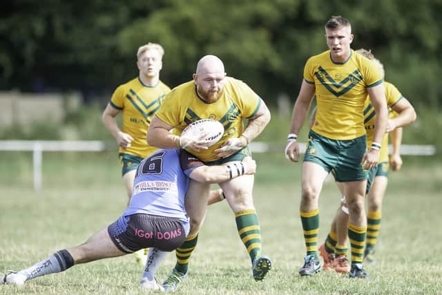 Jamie Fields, with ball, who was among Parkside's scorers in the Cup win over Stanningley. Picture by Allan McKenzie/SWpix.com.