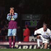 UNBELIEVABLE JEFF: Paul Merson, centre, and Whites star Lee Bowyer, right, look on after Merson's shot rockets back off the post in Aston Villa's 2-1 defeat at home to Leeds United of January 2001. Picture by Stu Forster/Allsport via Getty Images.