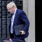 Prime Minister Boris Johnson leaves 10 Downing Street, Westminster, for the House of Commons, where he will make a statement to MPs on the Sue Gray report (Photo: PA Wire/Jonathan Brady)