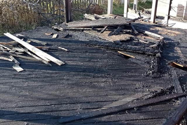The fire, which police believe was started deliberately, ripped through gardens in Sandgate Terrace, Kippax (Photo: WYP)