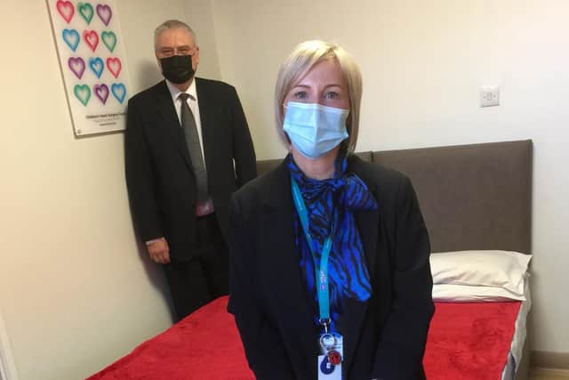 Lisa Williams, CHSF Senior Community Fundraising Manager, and Carl Woodier, member of Otley Freemasons, who applied for the funding.