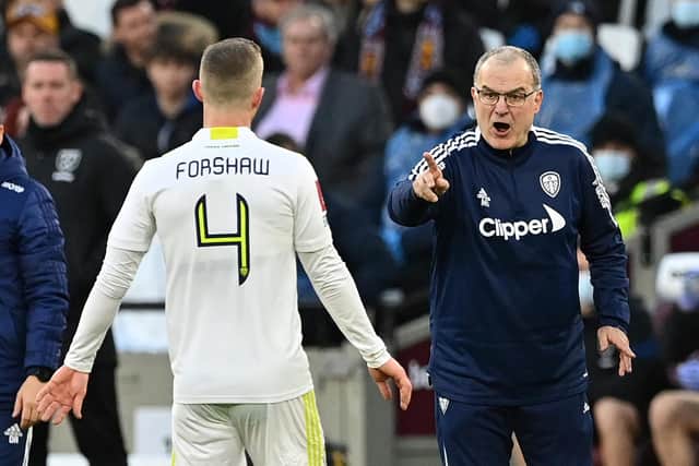 Leeds United head coach Marcelo Bielsa gives out instructions. Pic: Getty