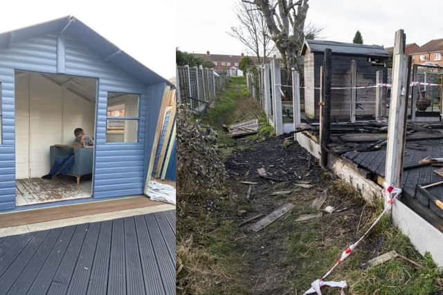 Before and after the fire which has been ruled as arson. Picture: Tony Johnson.