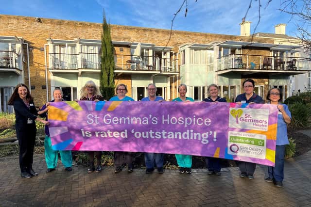 Photo shows St Gemma’s nursing team, led by Heather McClelland, Chief Nurse who is on the left.