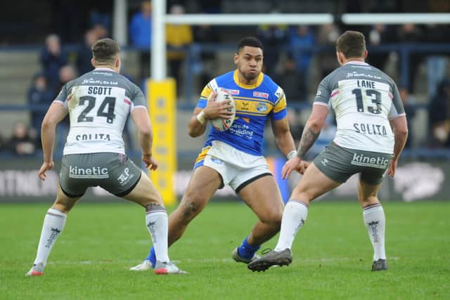 GAME TIME: David Fusitu'a in action during the Tom Briscoe Testimonial game against Hull on Sunday. Picture: Steve Riding.