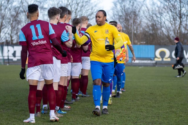 Players go through their introductions before the Albion Sports - Emley AFC game. Picture: Mark Parsons