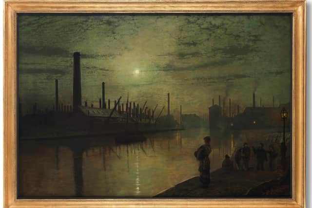 Reflections on the Aire - on strike was painted by Leeds-born John Atkinson Grimshaw in 1879, a rare example of one of his signature ‘moonlit’ scenes combined with a social message.