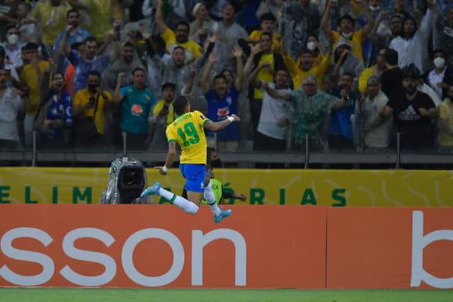 RISING STAR - Leeds United man Raphinha scored and hit the post for Brazil against Paraguay in World Cup qualifying. Pic: Getty