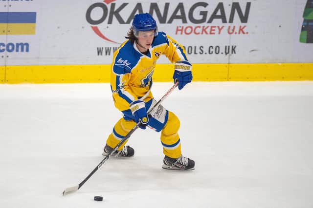 DOUBLE DELIGHT: Leeds Knights' forward Harry Gulliver 
got his rewards in the 8-2 win over Milton Keynes with two goals. Picture: Bruce Rollinson