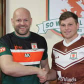 Hunslet's Jordan Syme, pictured with coach Alan Kilshaw, is a former Siddal player. Picture by Hunslet RLFC.
