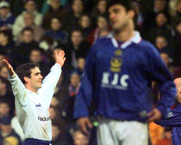 Bruno Ribeiro celebrates scoring against Portsmouth during the FA Cup fourth round clash at Elland Road in January 1999. PIC: Bruce Rollinson