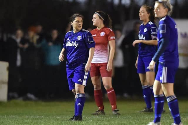 Immediate impact: New signing Sarah Dobby brought strength, experience and scored a goal for Leeds United Women in the last-gasp midweek win over Barnsley. Picture: LUFC