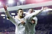 Former Leeds United heroes Mark Viduka and Dom Matteo celebrate together against Lazio. Pic: Yorkshire Post Newspapers