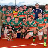 Hunslet celebrate their fourth successive win over Leeds in the Harry Jepson Trophy tie. Picture by Paul Butterfield.