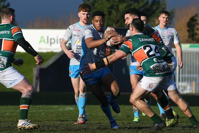 Levi Edwards on the ball for Rhinos at Hunslet. Picture by Jonathan Gawthorpe.