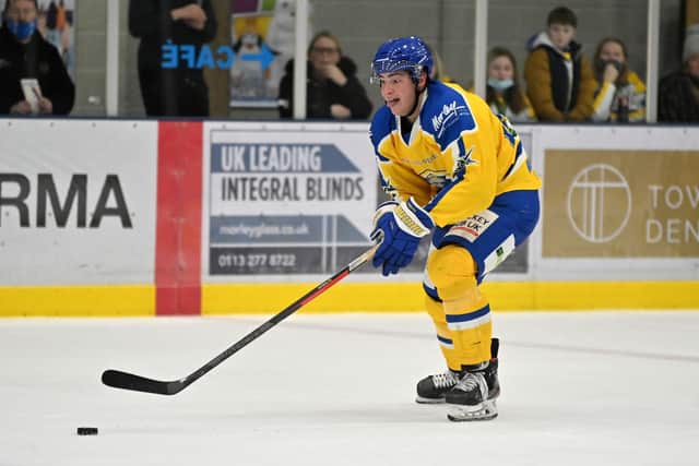 Cole Shudra scored 
Leeds Knights' only goal of the game in the 5-1 defeat at home to Basingstoke Bison on Sunday. Picture: Bruce Rollinson