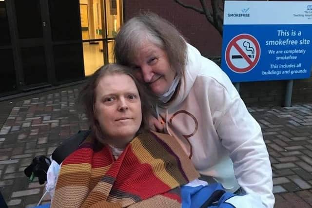 Jason and Sue Kelk, pictured together during one of Jason's trips outside St James' Hospital.
