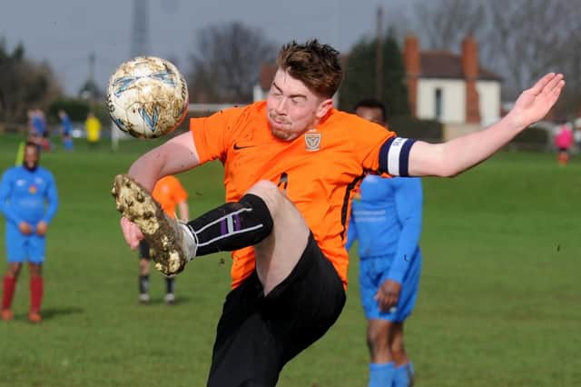 Louis Rafter, of Leeds Met FC, brings the ball under control during Sunday's Leeds Combinational League Jubilee Premier encounter at Little London. Picture: Steve Riding.