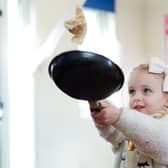 This year Easter is on Sunday 17 April, meaning that Shrove Tuesday is on Tuesday 1 March. Pictured is Freya at Little People Nursery's 2020 Pancake Day celebrations. Photo: John Clifton