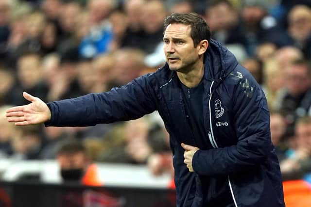 Everton manager Frank Lampard reacts during his side's Premier League match at Newcastle United on Tuesday. Picture: Owen Humphreys/PA Wire.