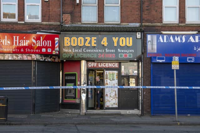 A fight occurred outside the Booze 4 U store in Roundhay Road. Photo: Tony Johnson.