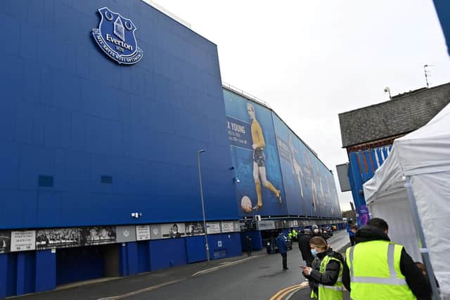 EASING: Of Emergency Measures in the battle against Covid-19 in time for Saturday's clash between Everton and Leeds United at Goodison Park, above. Photo by PAUL ELLIS/AFP via Getty Images.