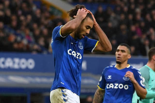 MARKET LEADER: Everton's Dominic Calvert-Lewin, above, is favourite to score first in today's clash against Leeds United at Goodison Park but the Whites are predicted to finish above the Toffees. Photo by Chris Brunskill/Getty Images.