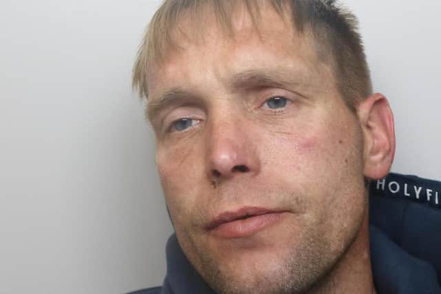 David Hallas was jailed for 30 months for robbing a 77-year-old woman in Leeds city centre.